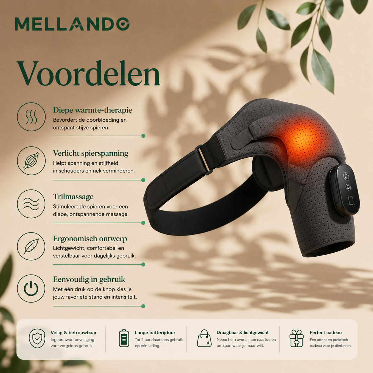 Mellando HeatRelief Pro l Verwarmde Schoudermassager